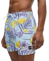 Hugo Boss Piranha Floral Regular Fit 5.3 Swim Trunks In Medium Purple