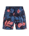 Hugo Boss Piranha Floral Regular Fit 5.3 Swim Trunks In Navy
