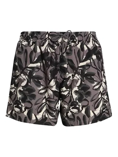 Hugo Boss Quick-dry Swim Shorts With All-over Print In Gray