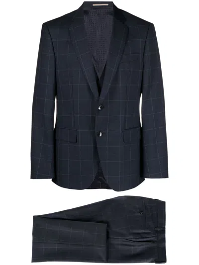 Hugo Boss Plaid-check Single-breasted Suit In Blau