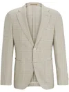 Hugo Boss Plaid Cupro Blazer In Neutral