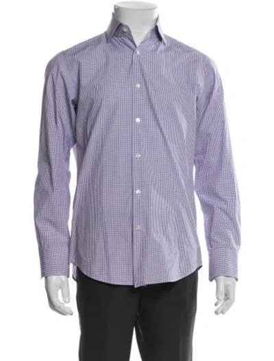Pre-owned Hugo Boss Plaid Print Long Sleeve Shirt In Purple