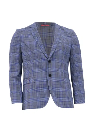 Pre-owned Hugo Boss Plaid Single-breasted Blazer In Gray