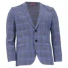 Hugo Boss Plaid Single-breasted Blazer In Blue Wool In Blue