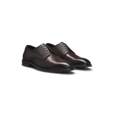 HUGO BOSS PLAIN AND STRUCTURED DERBY SHOES IN LEATHER