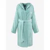 Hugo Boss Aruba Blue Plain Aruba Logo-embroidered Cotton Bath Robe In Aruba Blue