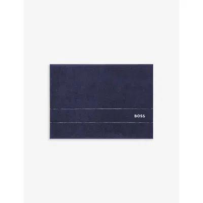 Hugo Boss Navy Plain Logo-embroidered Egyptian Cotton Bath Mat 50cm X 70cm