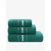Hugo Boss Everglade Plain Logo-embroidered Egyptian Cotton Towel In Everglade