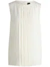 Hugo Boss Pleat-front Sleeveless Blouse In Washed Silk In White