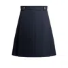 Hugo Boss Pleat-front Skirt With Buttoned Waist In Blue