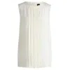 Hugo Boss Pleat-front Sleeveless Blouse In Washed Silk In White