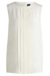 Hugo Boss Pleat-front Sleeveless Blouse In Washed Silk In White