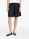 Hugo Boss Pleated Belted Shorts In Blue