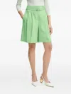 Hugo Boss Pleated Belted Shorts In Green