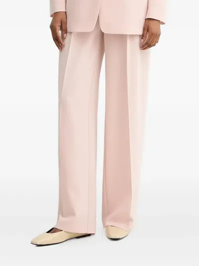 Hugo Boss Pleated Belted Straight Trousers In Pink
