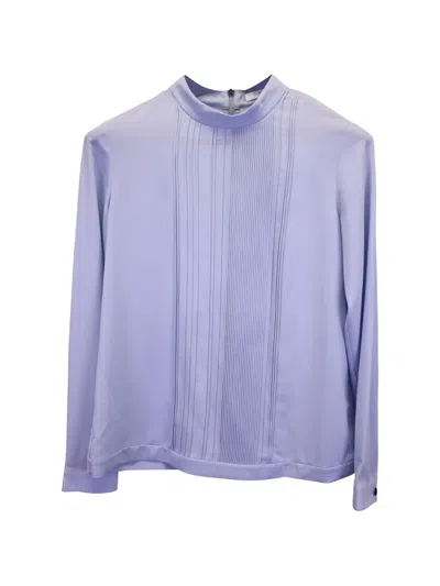 Pre-owned Hugo Boss Pleated-detail Blouse In Blue