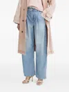 Hugo Boss Pleated Drawstring Jeans In Blue