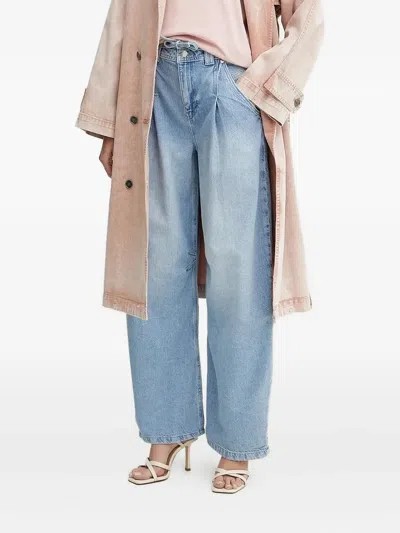 Hugo Boss Pleated Drawstring Jeans In Blue