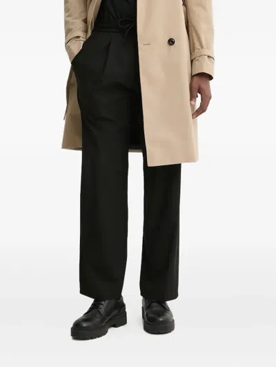 Hugo Boss Pleated Drawstring Trousers In Black