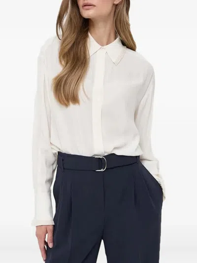 Hugo Boss Pleated-frill Shirt In White