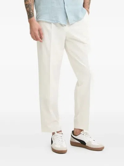 Hugo Boss Pleated-front Straight-leg Trousers In White