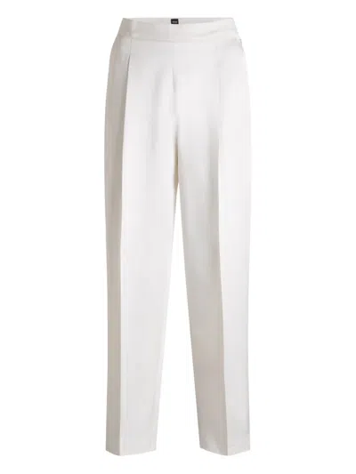 Hugo Boss Pleated-front Tailored Trousers In White