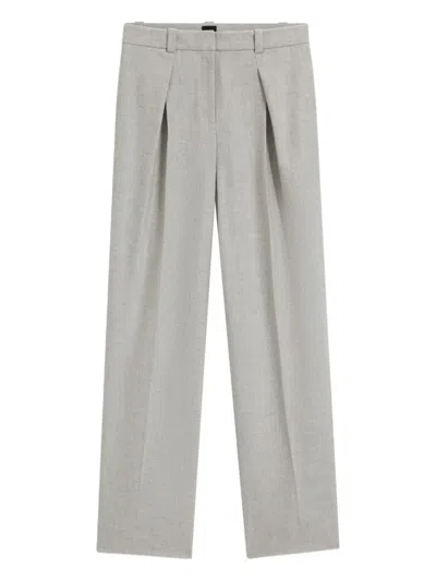 Hugo Boss Pleated-front Trousers In Gray