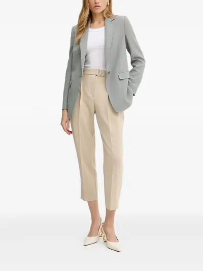 Hugo Boss Pleated-front Trousers In Green