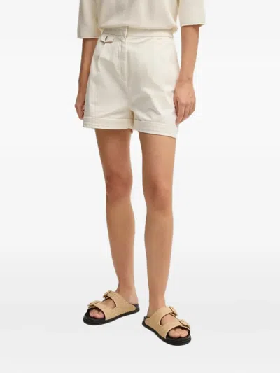 Hugo Boss Pleated-pocket Shorts In Neutral