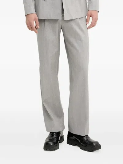 Hugo Boss Pleated Regular Trousers In Gray