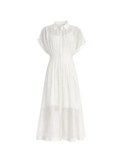 Hugo Boss Boss Viscose And Linen Dress In White