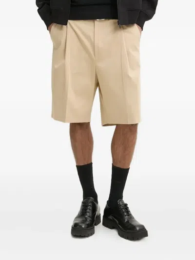 Hugo Boss Pleated Shorts In Neutral