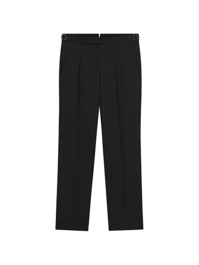 Hugo Boss Pleated Side-adjuster Trousers In Black
