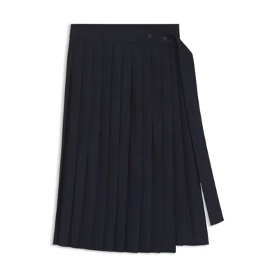 Hugo Boss Pleated Skirt In A Wool Blend In Blue