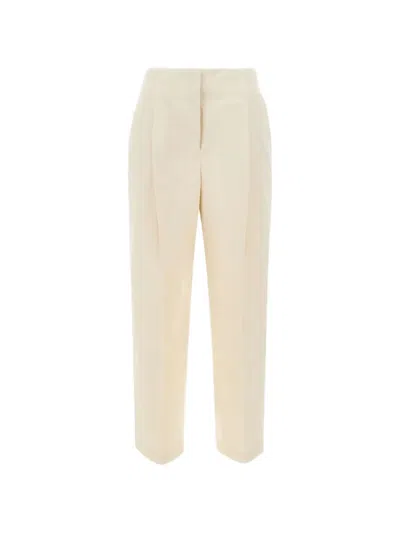 Hugo Boss Pleated Straight Trousers In Neutral