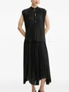 Hugo Boss Pleated Tie-neck Blouse In Black