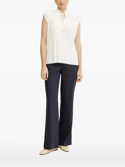 Hugo Boss Pleated Tie-neck Top In White
