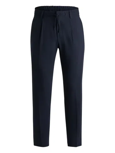 Hugo Boss Pleated Trousers In Blue