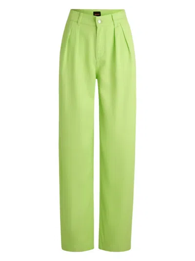 Hugo Boss Pleated Trousers In Green