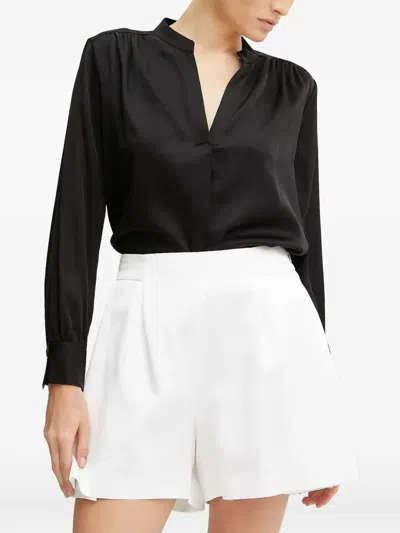Hugo Boss Pleated V-neck Top In Black