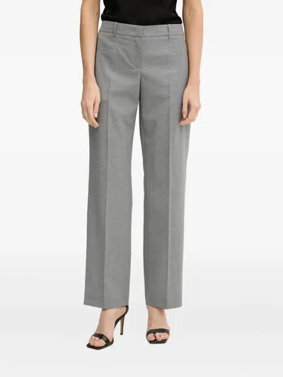 Hugo Boss Pleated Welt-pocket Trousers In Gray