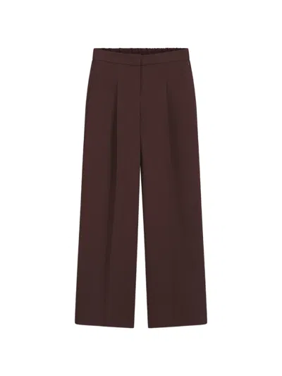 Hugo Boss Pleated Wide-leg Trousers In Brown