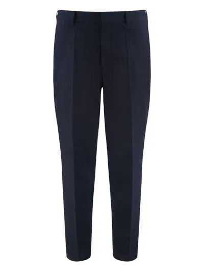 Hugo Boss Pleated Wool Trousers In Blue