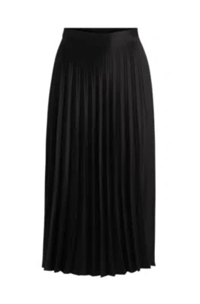 Hugo Boss Pliss Maxi Skirt In Satin Twill In Black