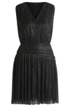 Hugo Boss Pliss Pleat Wrap-front Dress With Ruffle Hem In Black