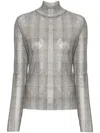 Hugo Boss Plissé-details Checked T-shirt In Grey