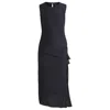 Hugo Boss Plissé Dress With Layered Effect In Blue