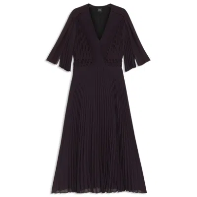 Hugo Boss Plissé Dress With Waistband Smocking In Purple