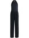Hugo Boss Womens Dark Blue Plissé-pleats Sleeveless Jersey Jumpsuit In Black