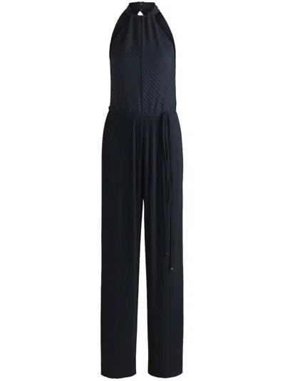 Hugo Boss Plissé-effect Sleeveless Jumpsuit In Black